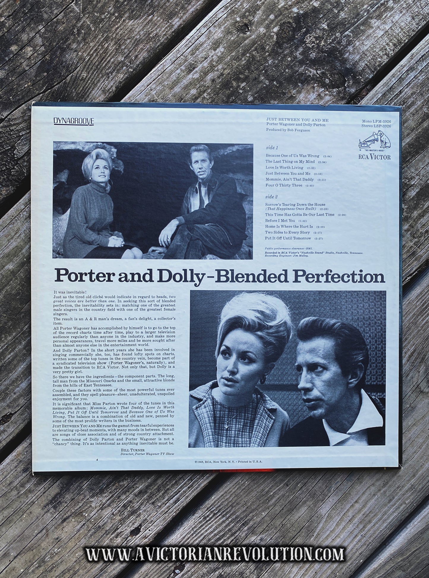 Porter Wagoner and Dolly Parton - Just Between You and Me - 1968 - RCA Victor - Country - Vinyl LP/Record Album - Used