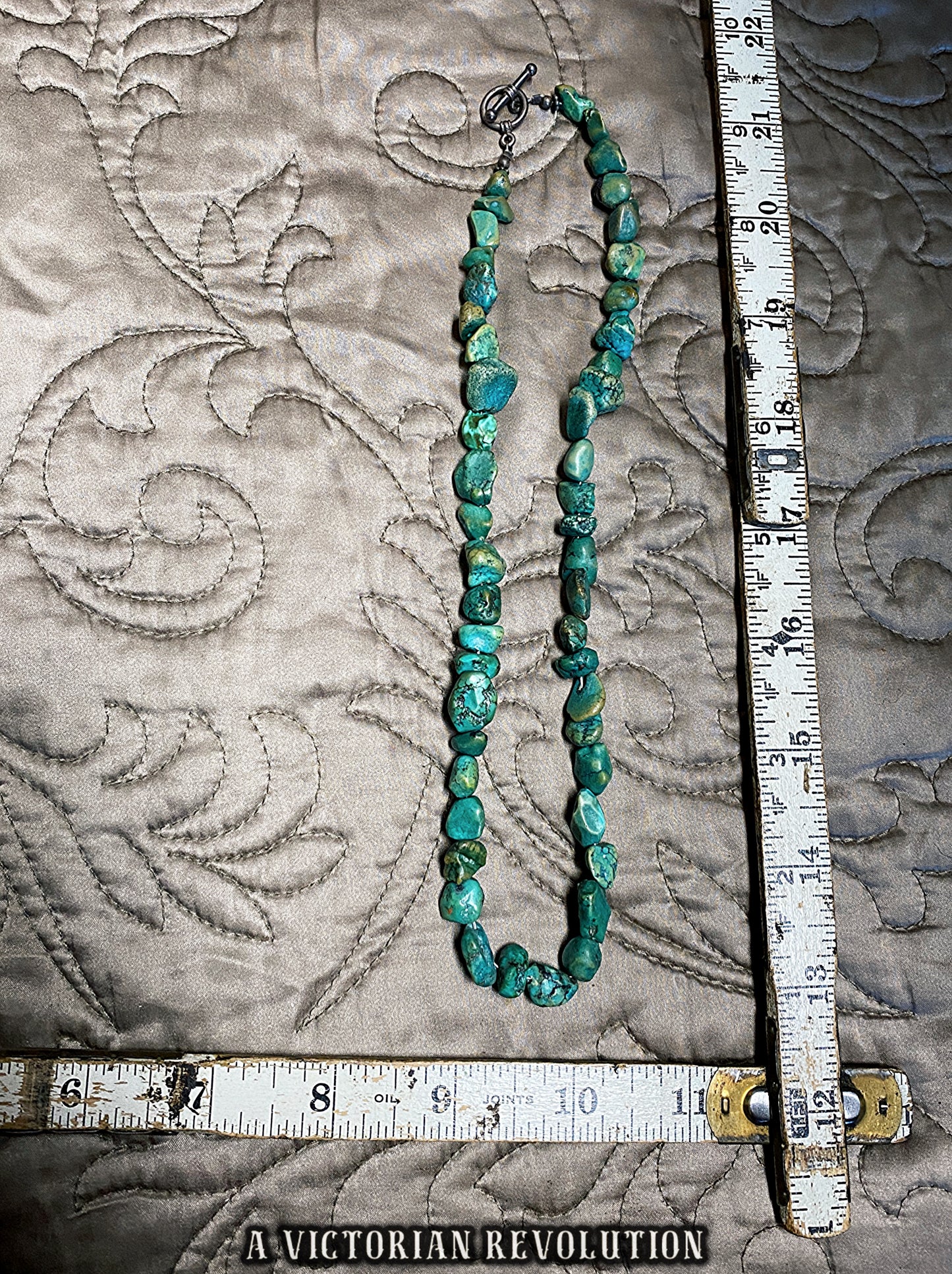 Vintage Chunky Blue Howlite Stone Necklace - 1980s Rustic Statement Jewelry - Grunge Era Faux Turquoise Choker