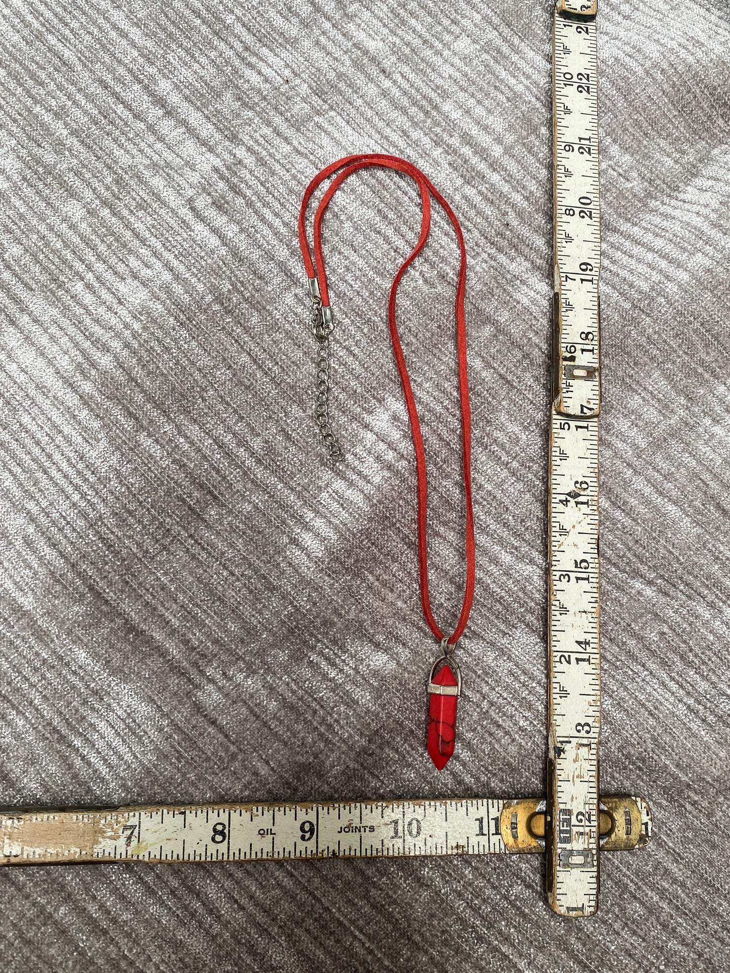 Red Hexagonal Crystal Point Pendant Necklace - Root Chakra Healing Stone