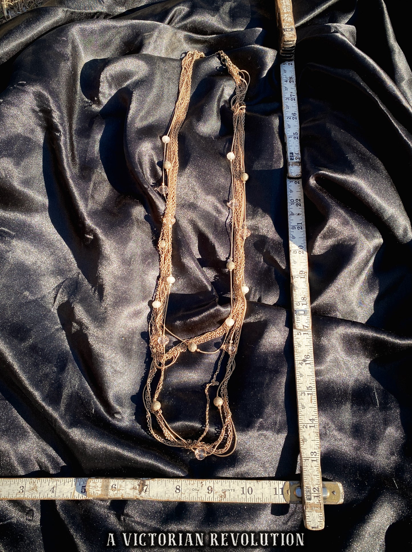 Champagne Gold Multi-Strand Layered Chain Statement Necklace - Retro Boho Style