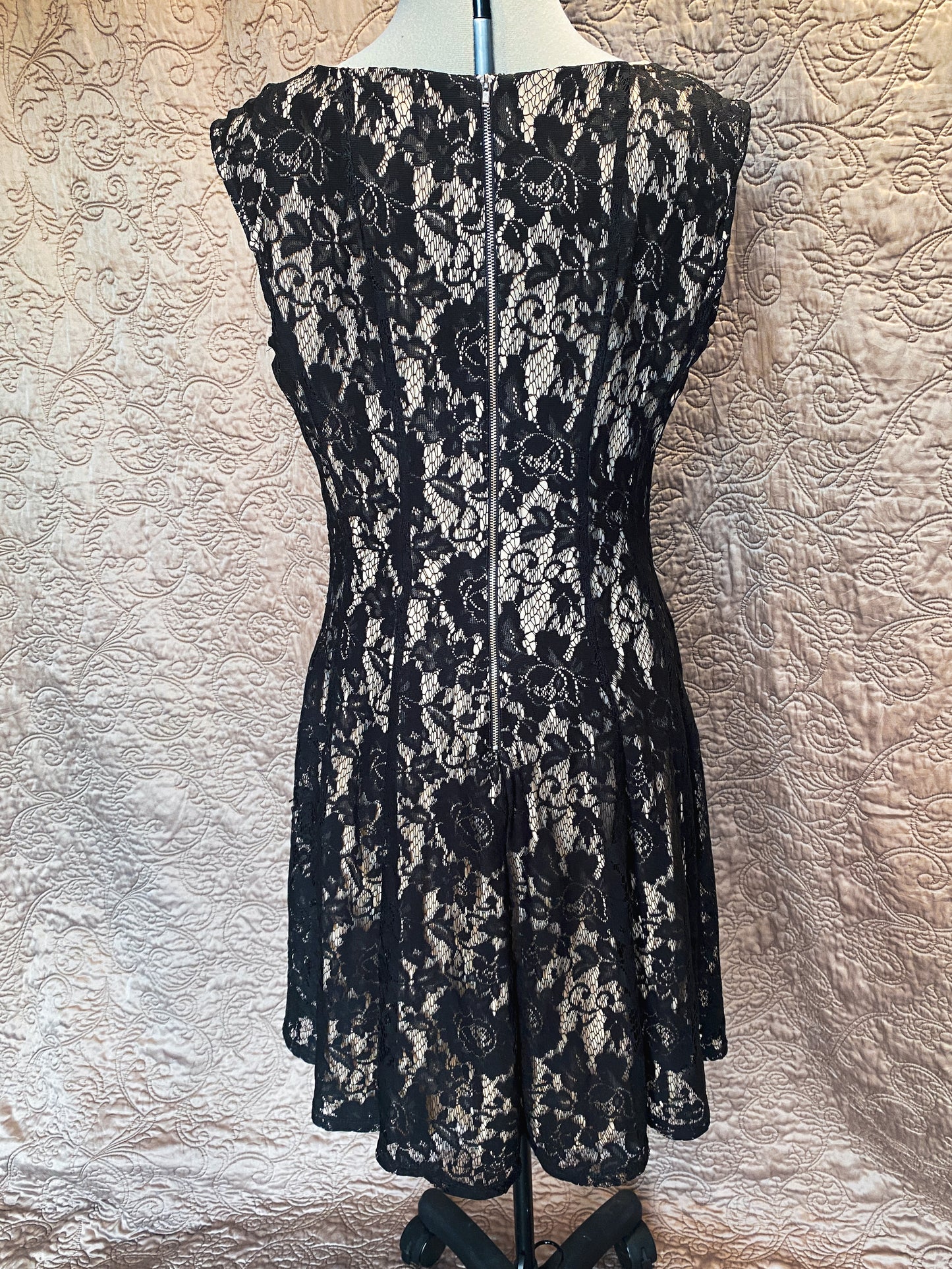 Black Lace Sleeveless Dress - Gothic Punk Cocktail Party - Size 12