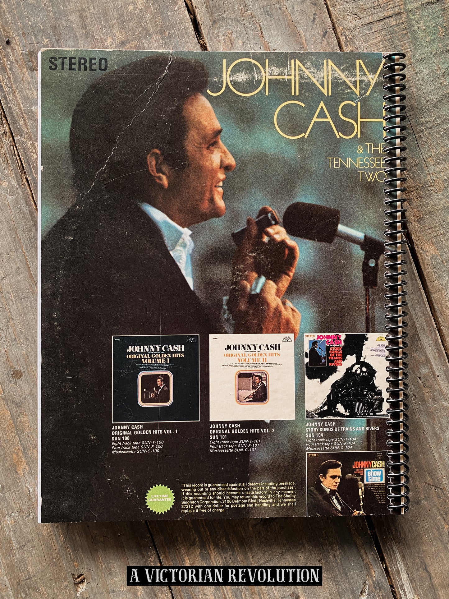 Johnny Cash + The Tennessee Two - Original Golden Hits Volume I - 1969 - Sun Record Company - Country - Salvaged + Upcycled Vinyl LP Record Album Cover Notebook