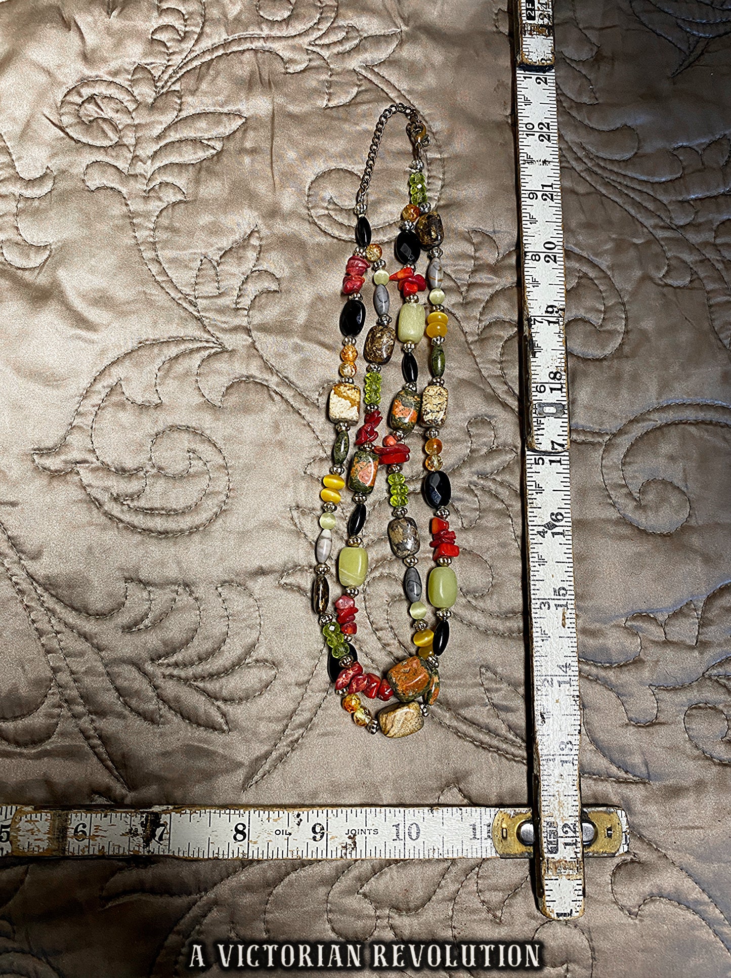 Chakra Necklace - Gemstone Beaded Necklace - Unakite, Picture Jasper, Onyx - Healing Crystal Jewelry - Natural Gemstones