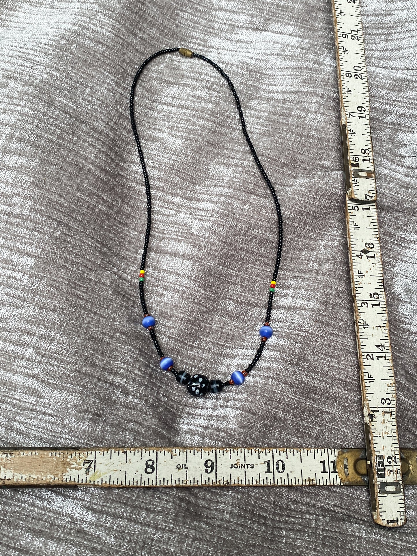 Vintage Black Mod Beaded Necklace - 1990s Indie Jewelry