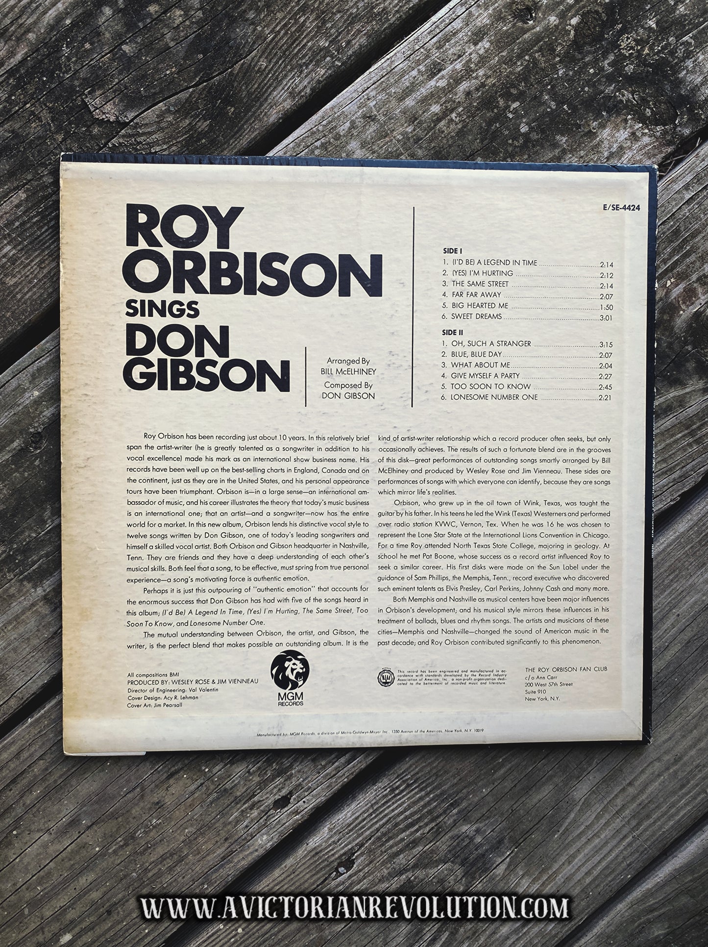 Roy Orbison - Roy Orbison Sings Don Gibson - 1967 - MGM Records - Country/Rock - Vinyl LP/Record Album - Used