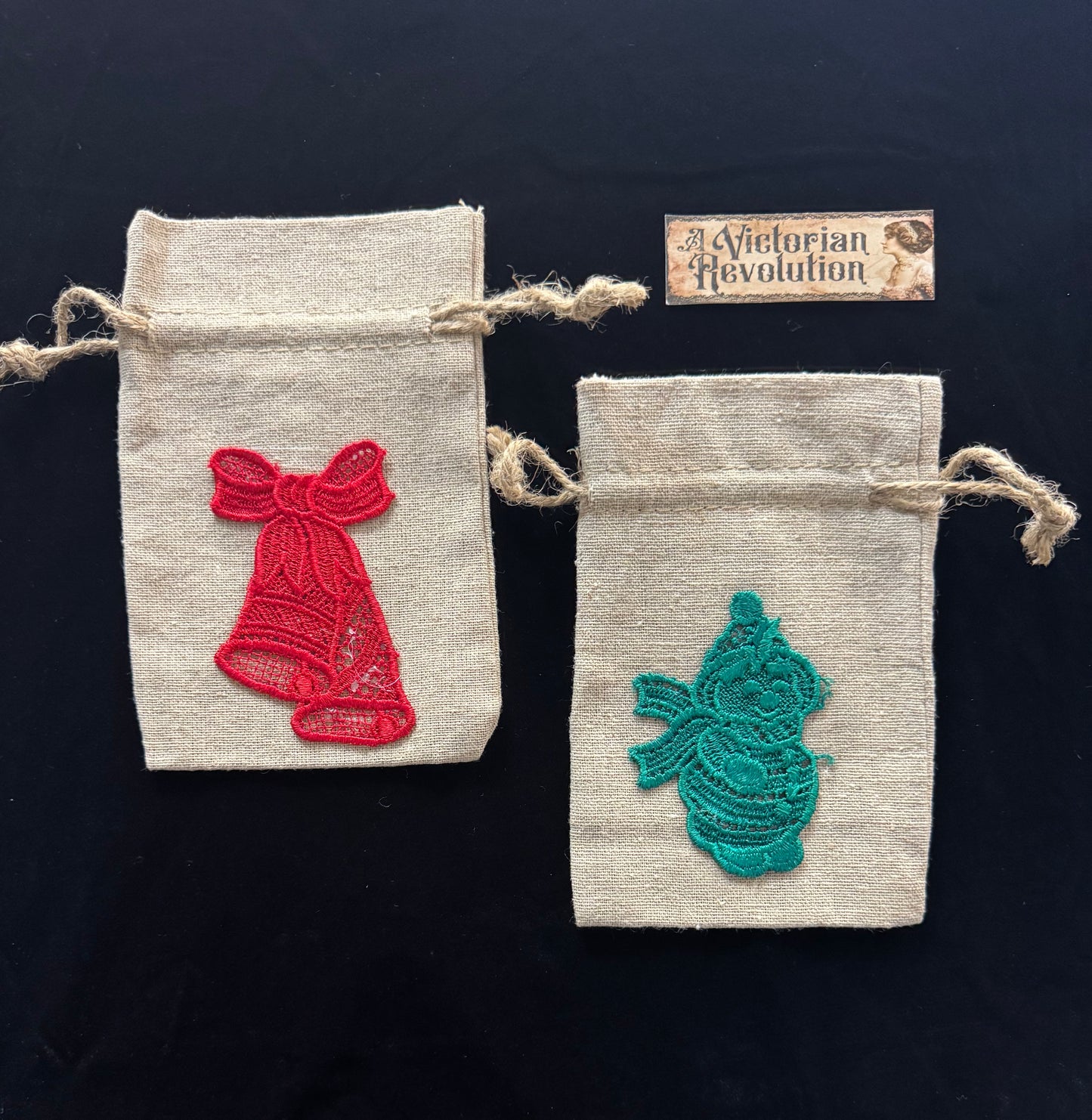 Set of Two Holiday Drawstring Bags