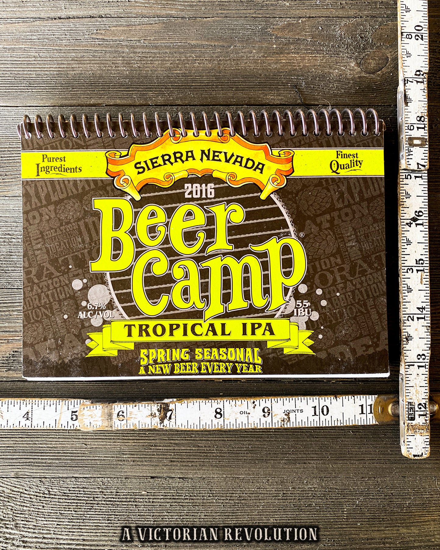 Sierra Nevada Beer Camp 2016 Tropical IPA Upcycled Spiral Notebook - Handmade Recycled Craft Beer Label Journal - Eco-Friendly Gift for Beer Lovers