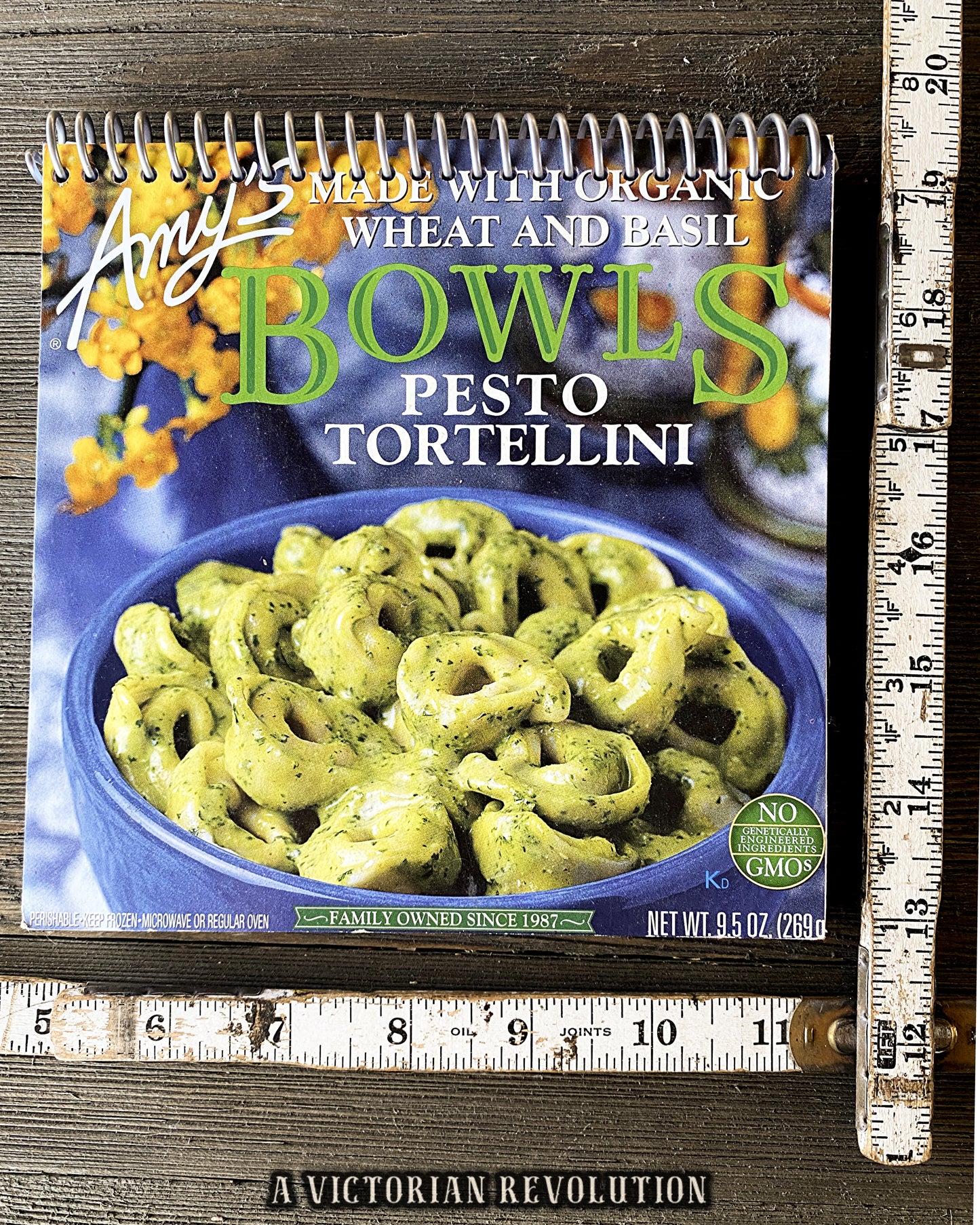 Handmade Upcycled Amy’s Pesto Tortellini Bowl Food Box Notebook + Recycled Vegetarian + Vegan Eco-Friendly Journal + Unique Sustainable Pasta Lover Gift