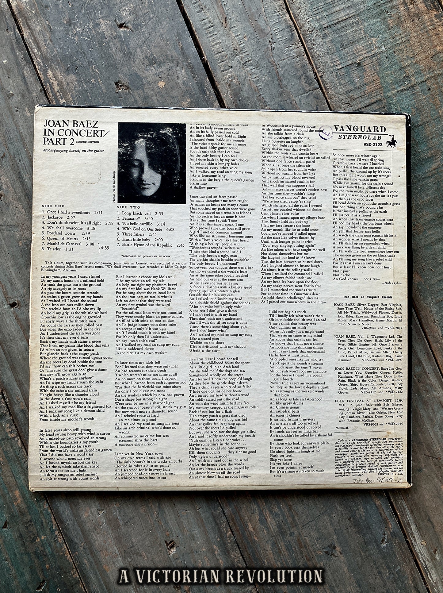 Joan Baez - In Concert Part 2 - 1963 - Vanguard Records - Folk - Vinyl LP/Record Album - Used