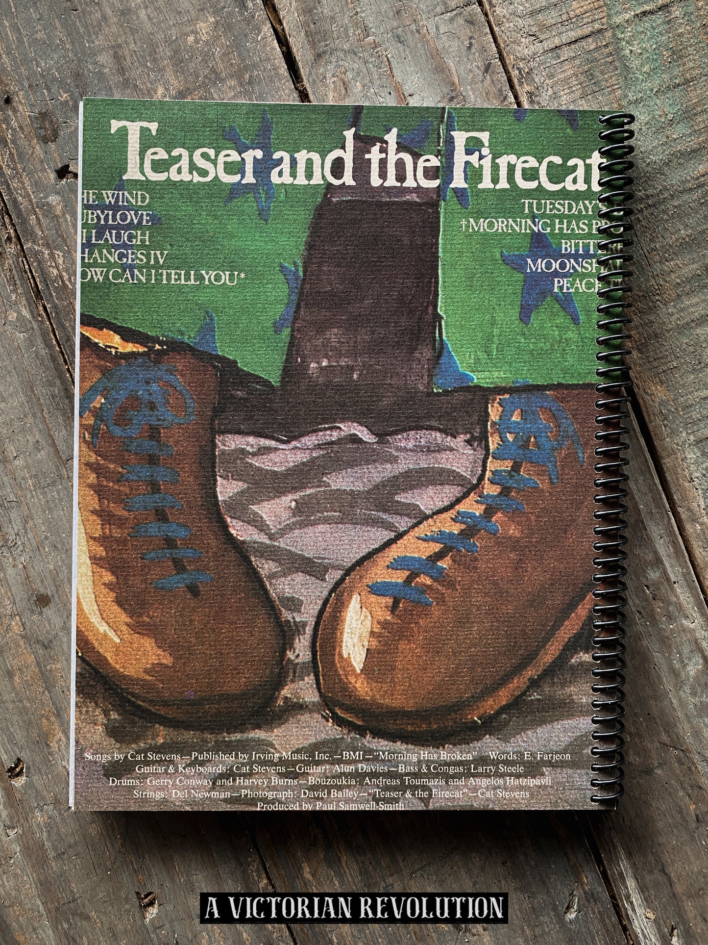 Cat Stevens - Teaser and the Firecat - 1971 - A+M Records - Folk Rock - Salvaged + Upcycled Vinyl LP Record Album Cover Notebook