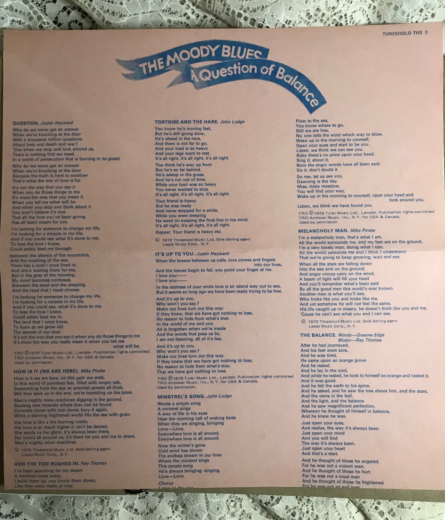 Moody Blues Question of Balance  Album Cover Notebook