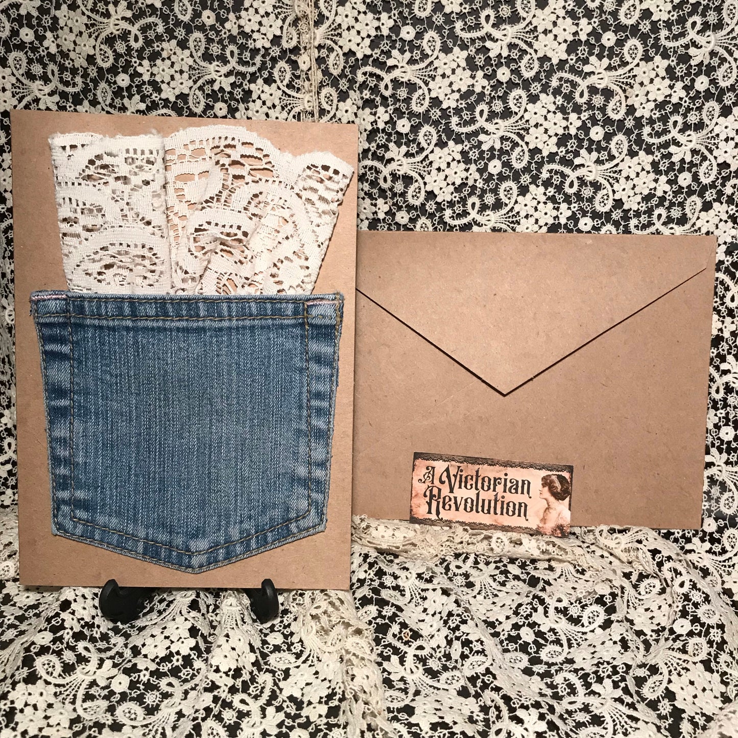 Greeting Card Pocket with Lace inset
