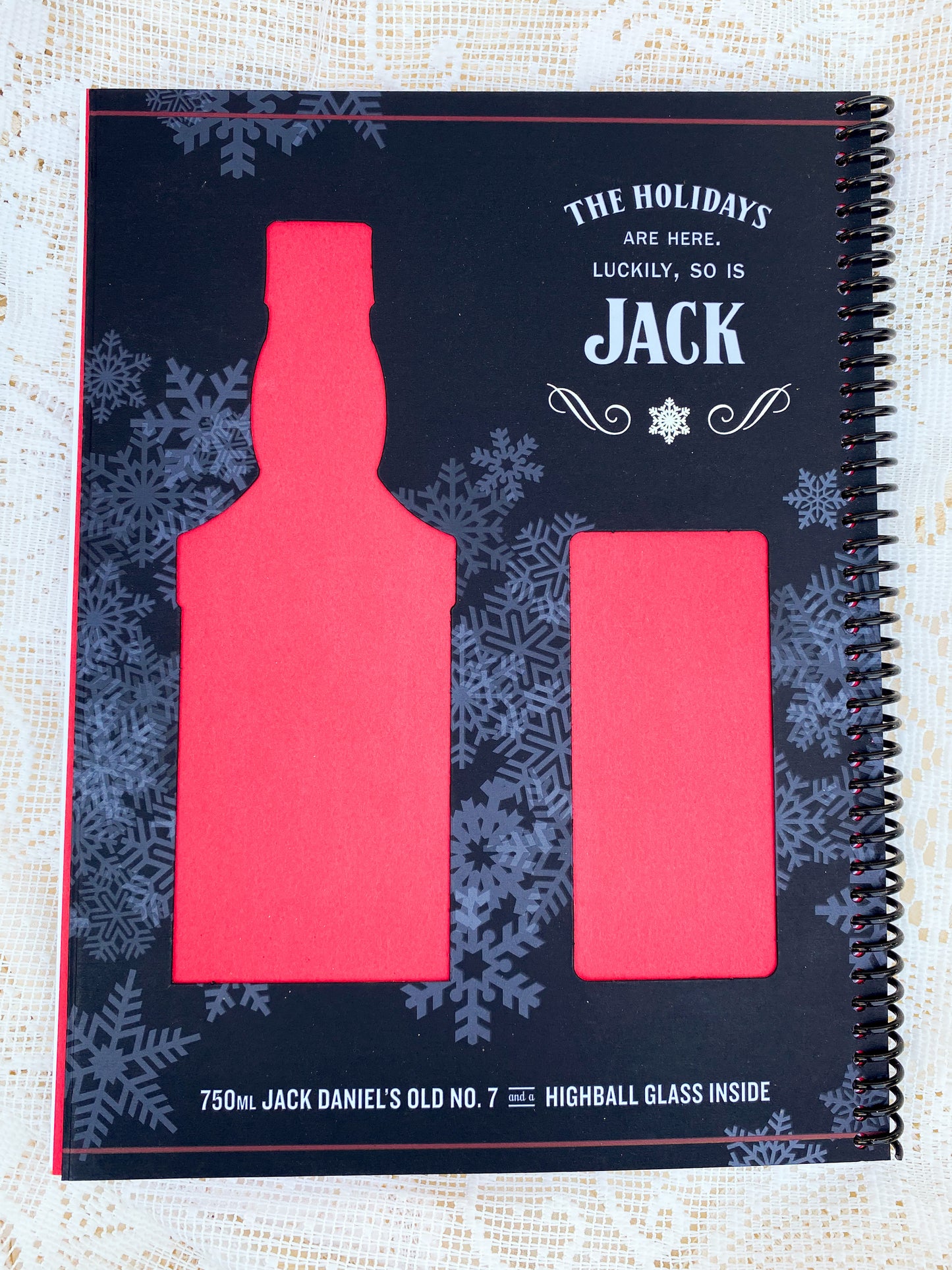 Jack Daniels Old No. 7 Holiday Edition Recycled Notebook w/ Silver Spiral