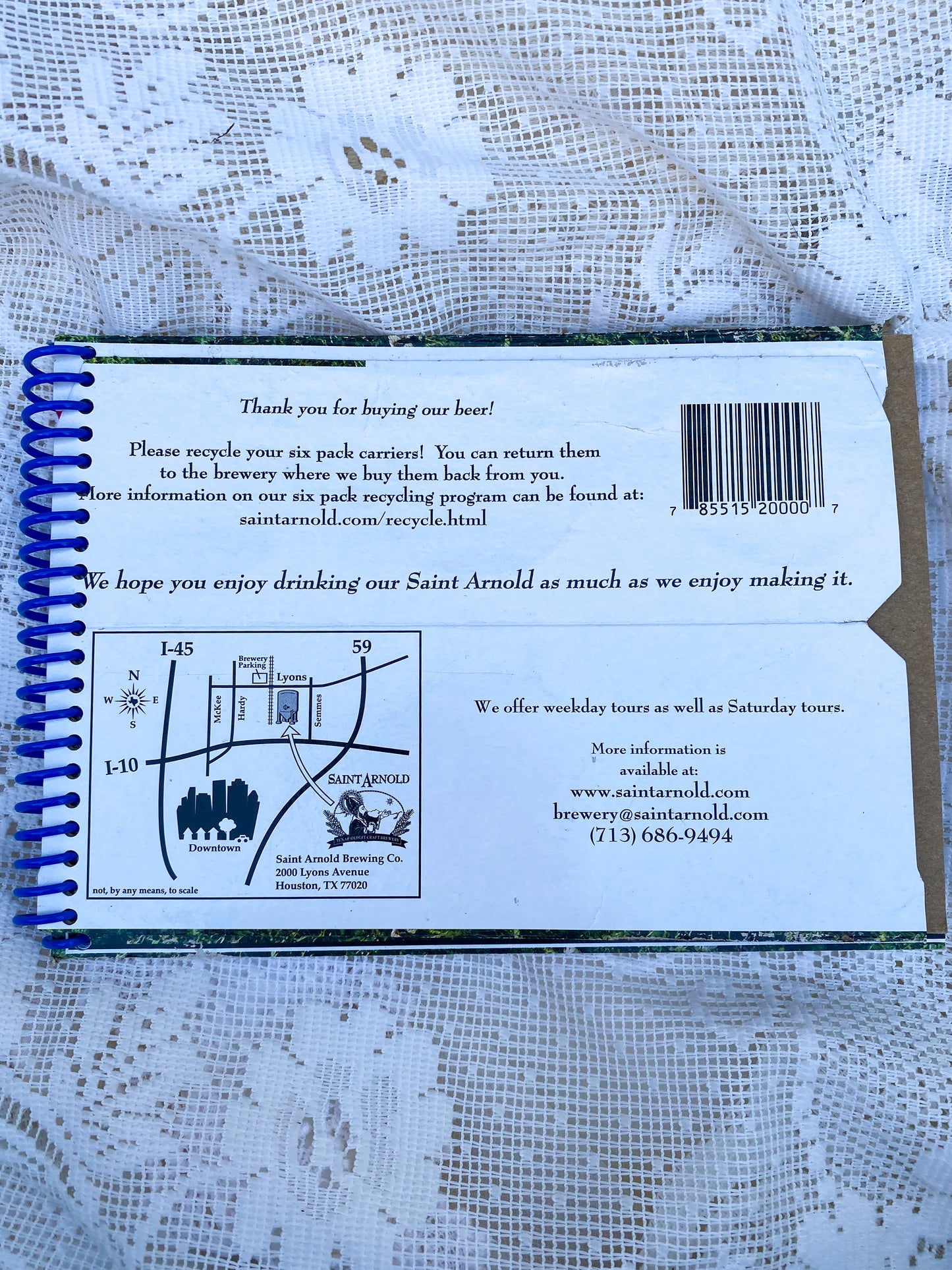Saint Arnold Weedwacker Recycled Beer Carton Notebook
