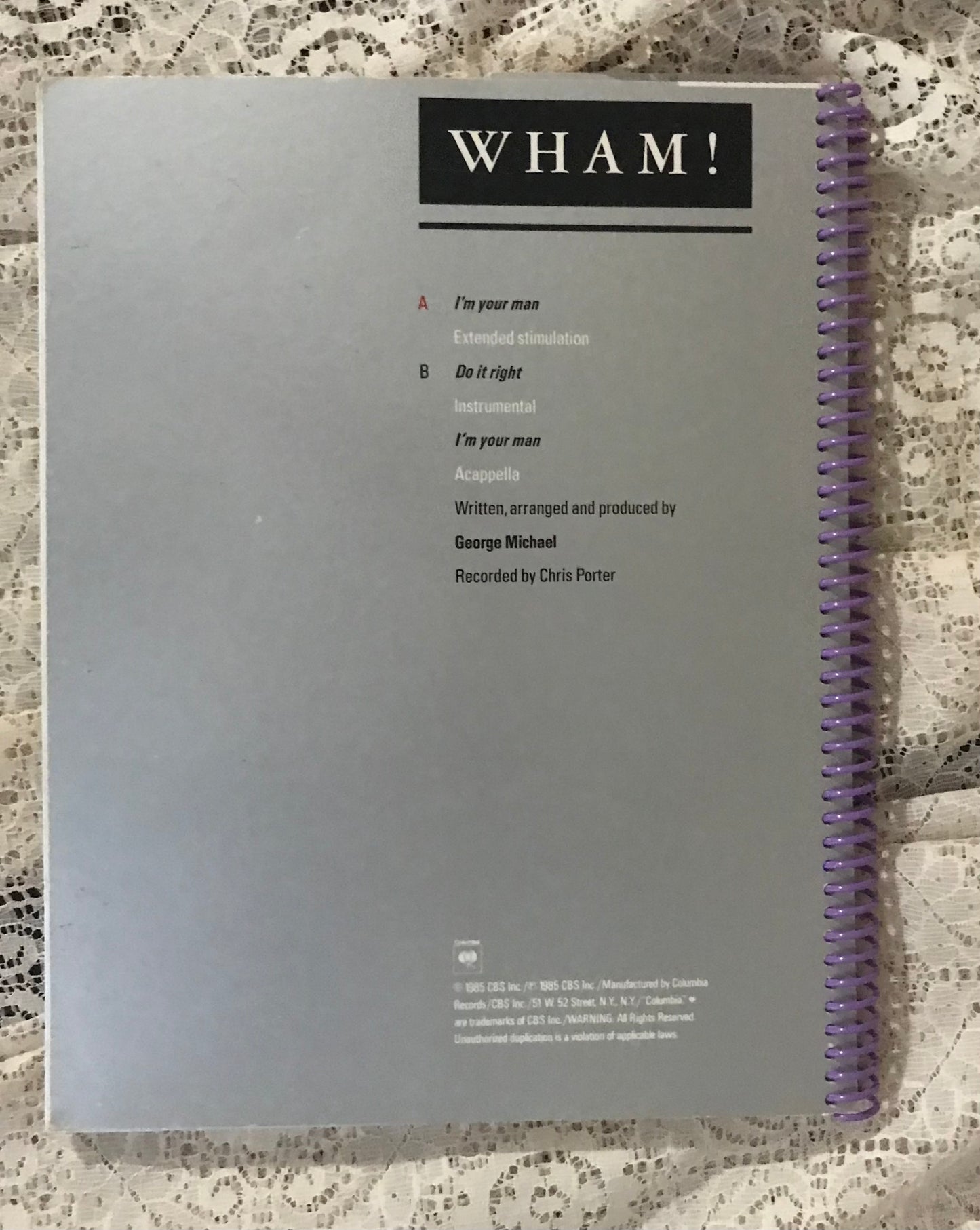 Wham I'm Your Man Album Cover Notebook