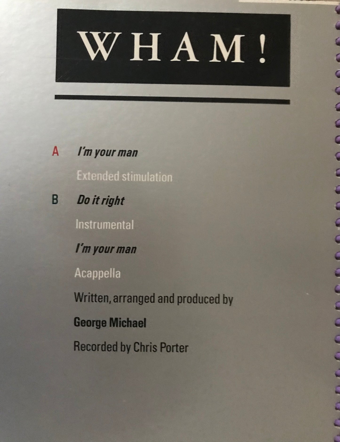 Wham I'm Your Man Album Cover Notebook