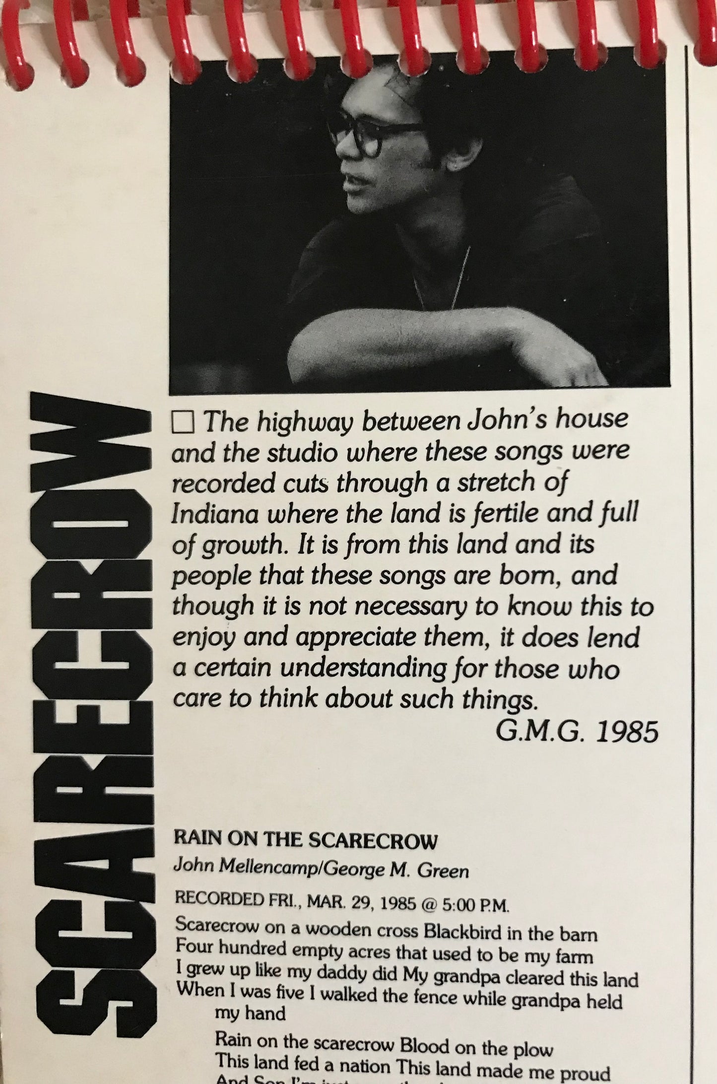 John Cougar Mellencamp Scarecrow Album Cover Notebook