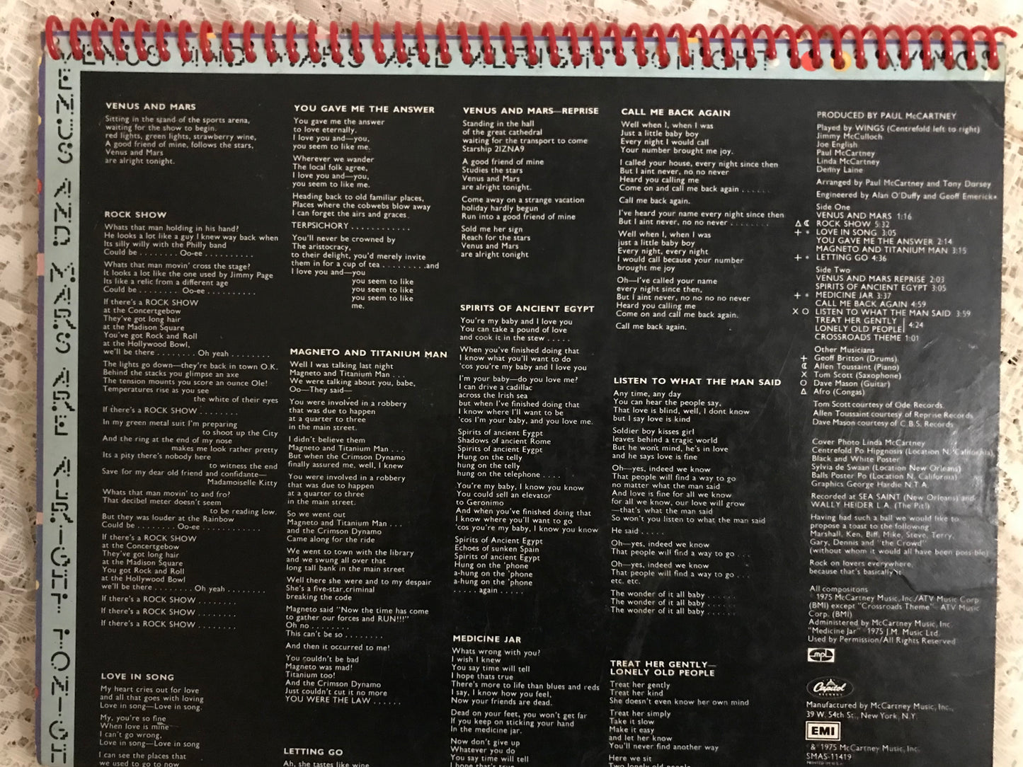 Paul McCartney Venus and Mars Album Cover Notebook