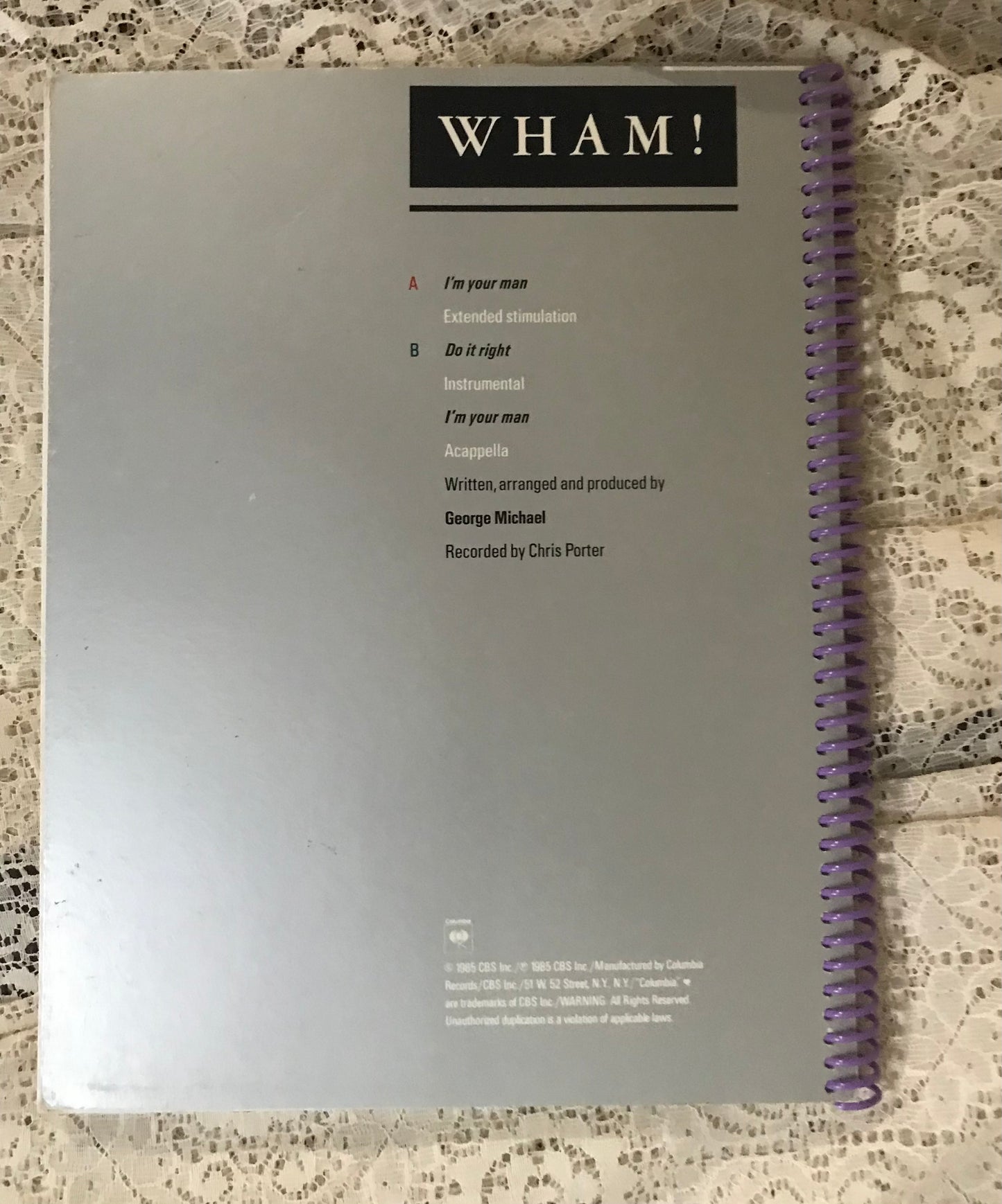 Wham I'm Your Man Album Cover Notebook