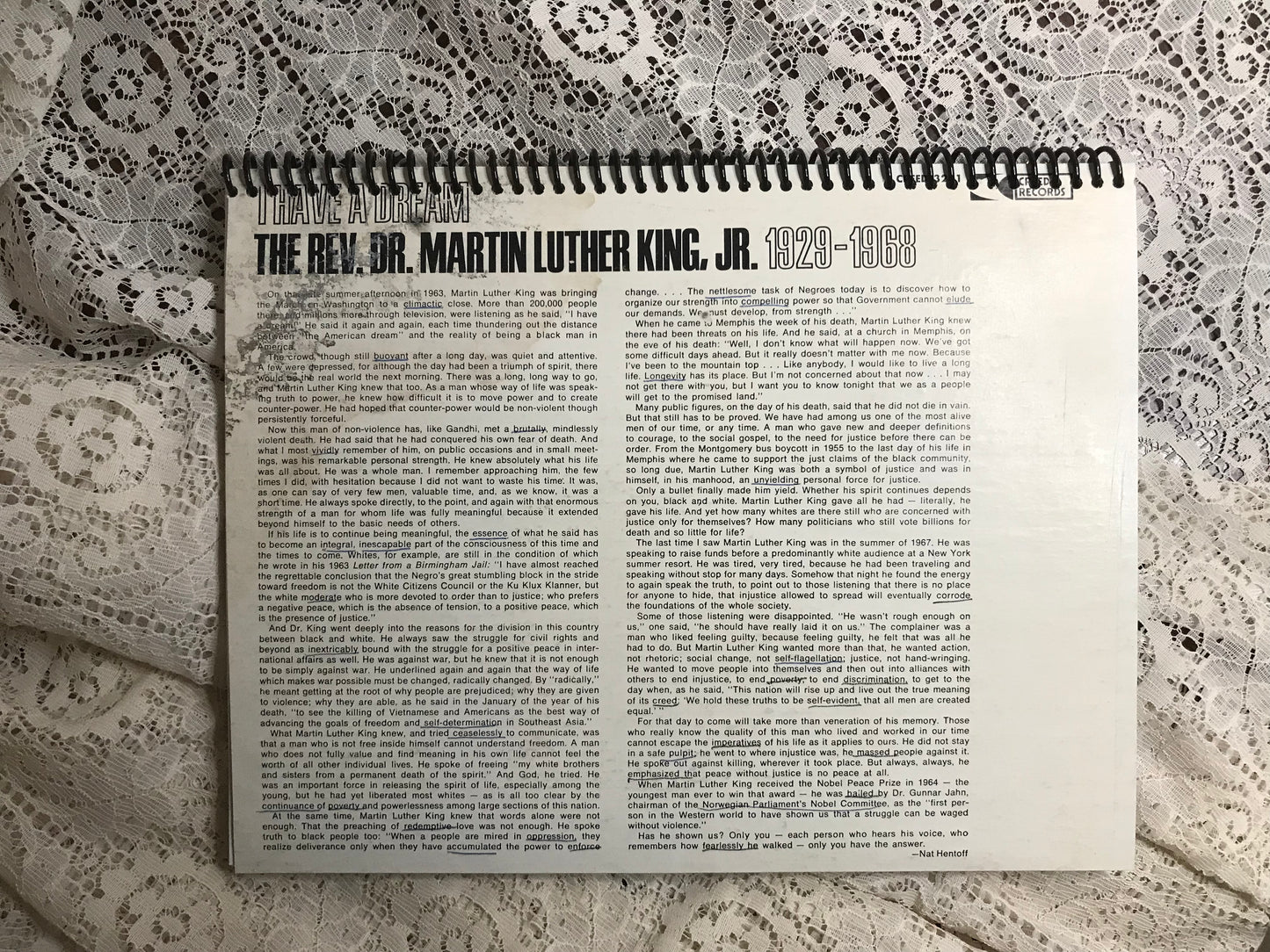 Dr. Martin Luther King I Have A Dream Album Cover Notebook