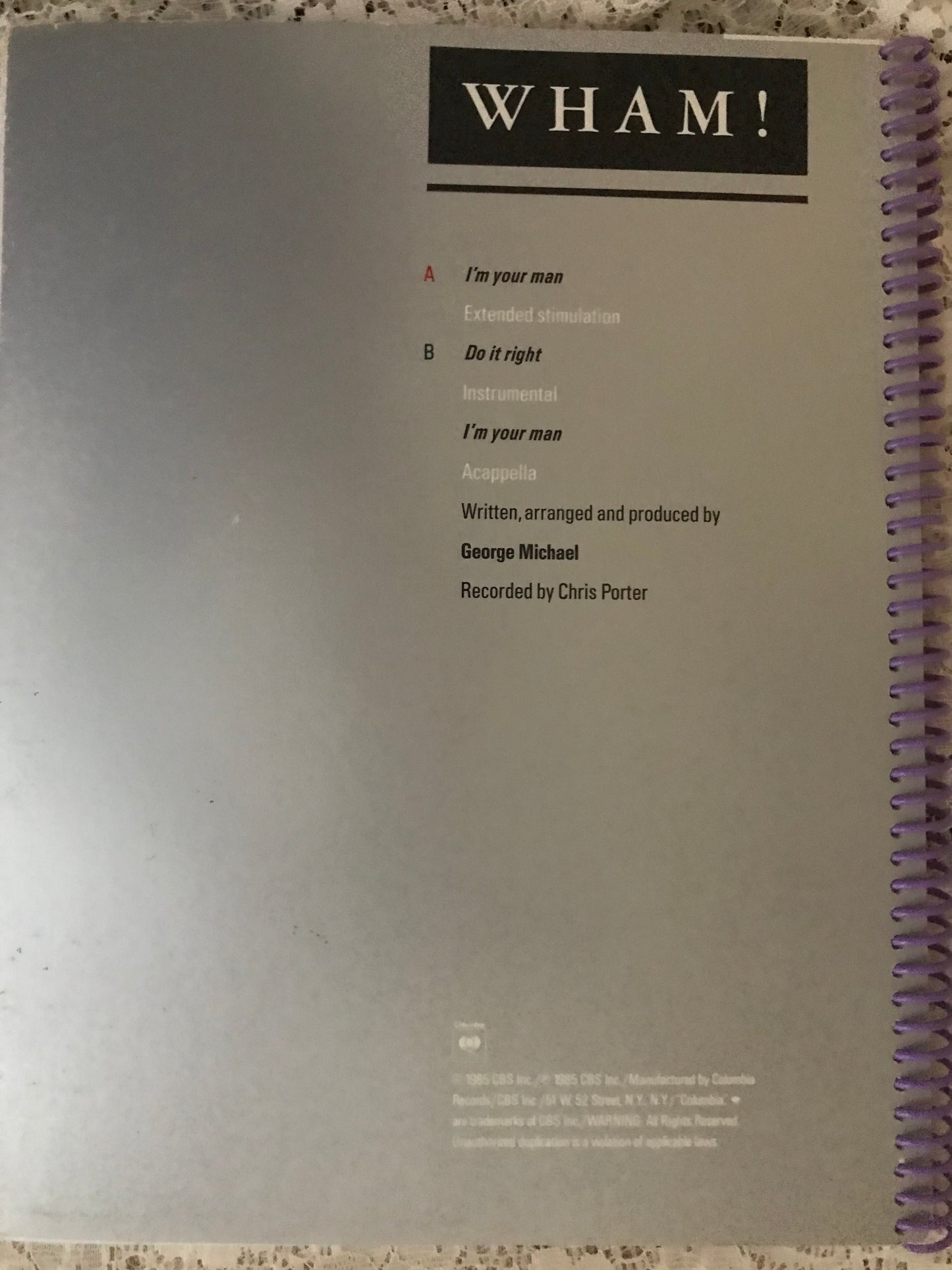 Wham I'm Your Man Album Cover Notebook
