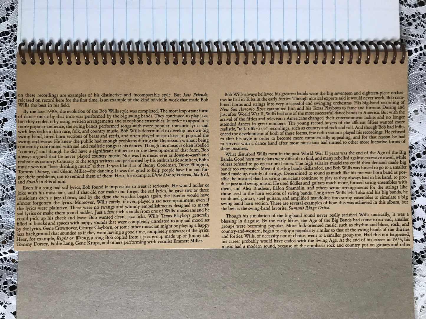 Bob Wills and the Texas Playboys Album Cover Notebook