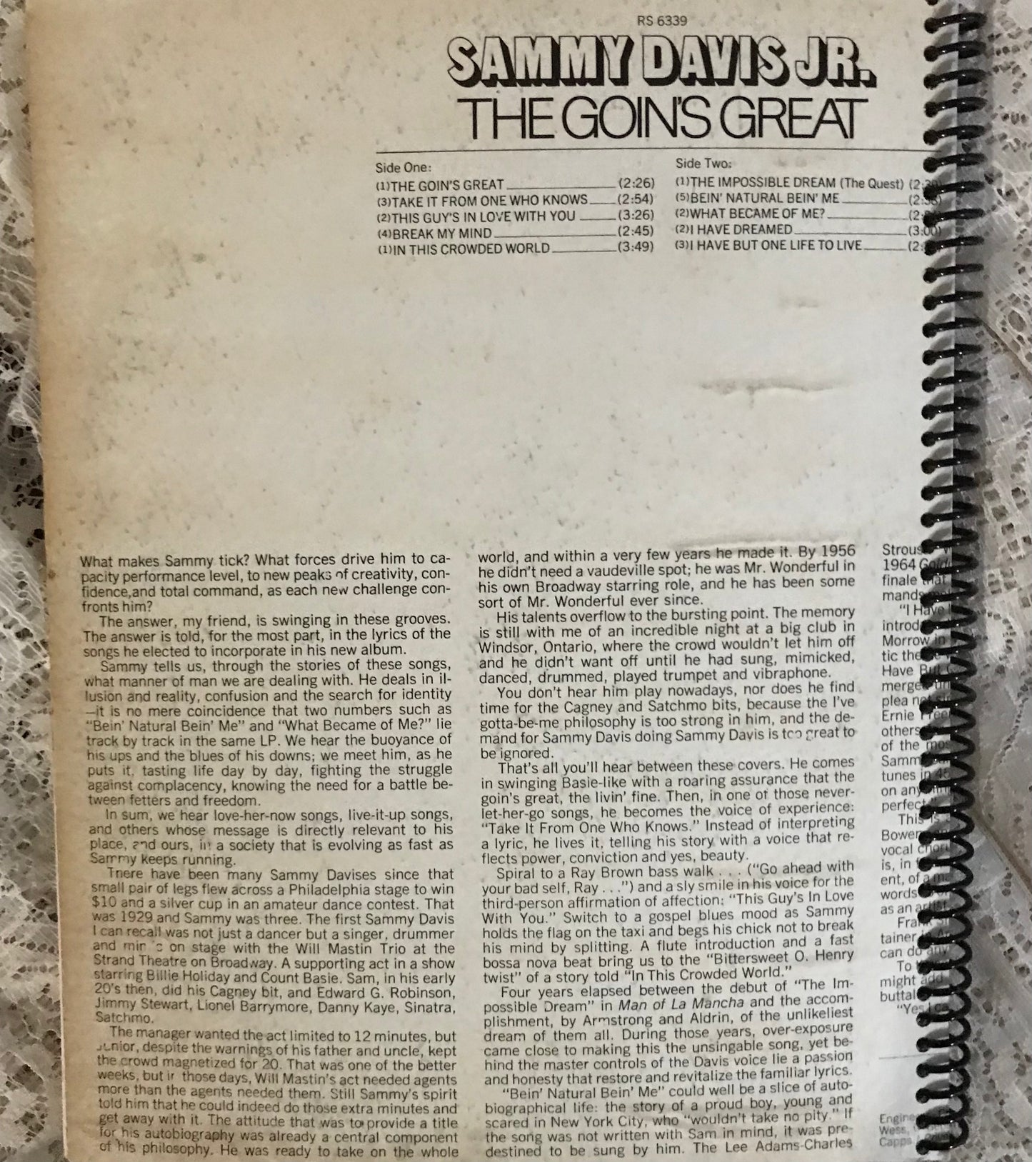 Sammy Davis Jr The Goin’s  Good Album Cover Notebook
