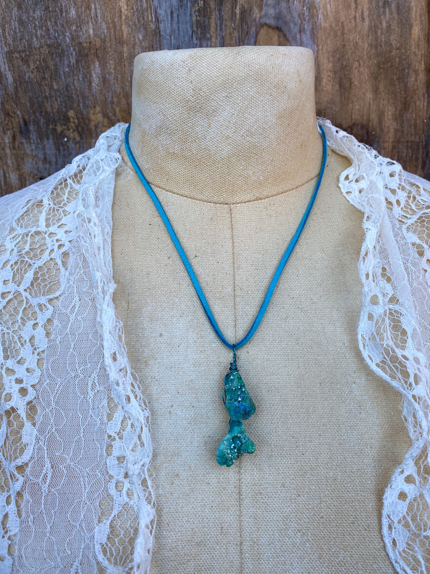 Green Druzy Crystal necklace