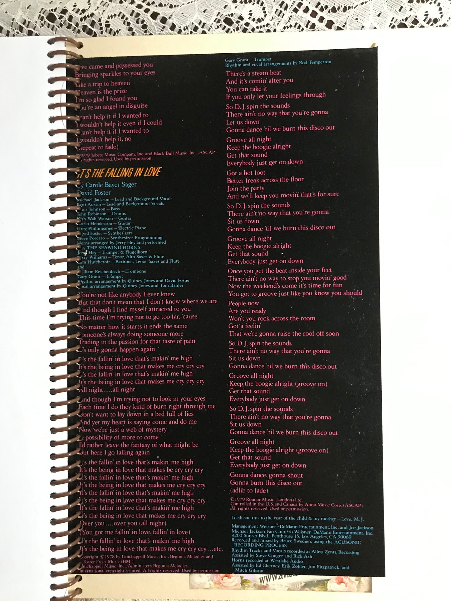 Michael Jackson Off the Wall Album Cover Notebook