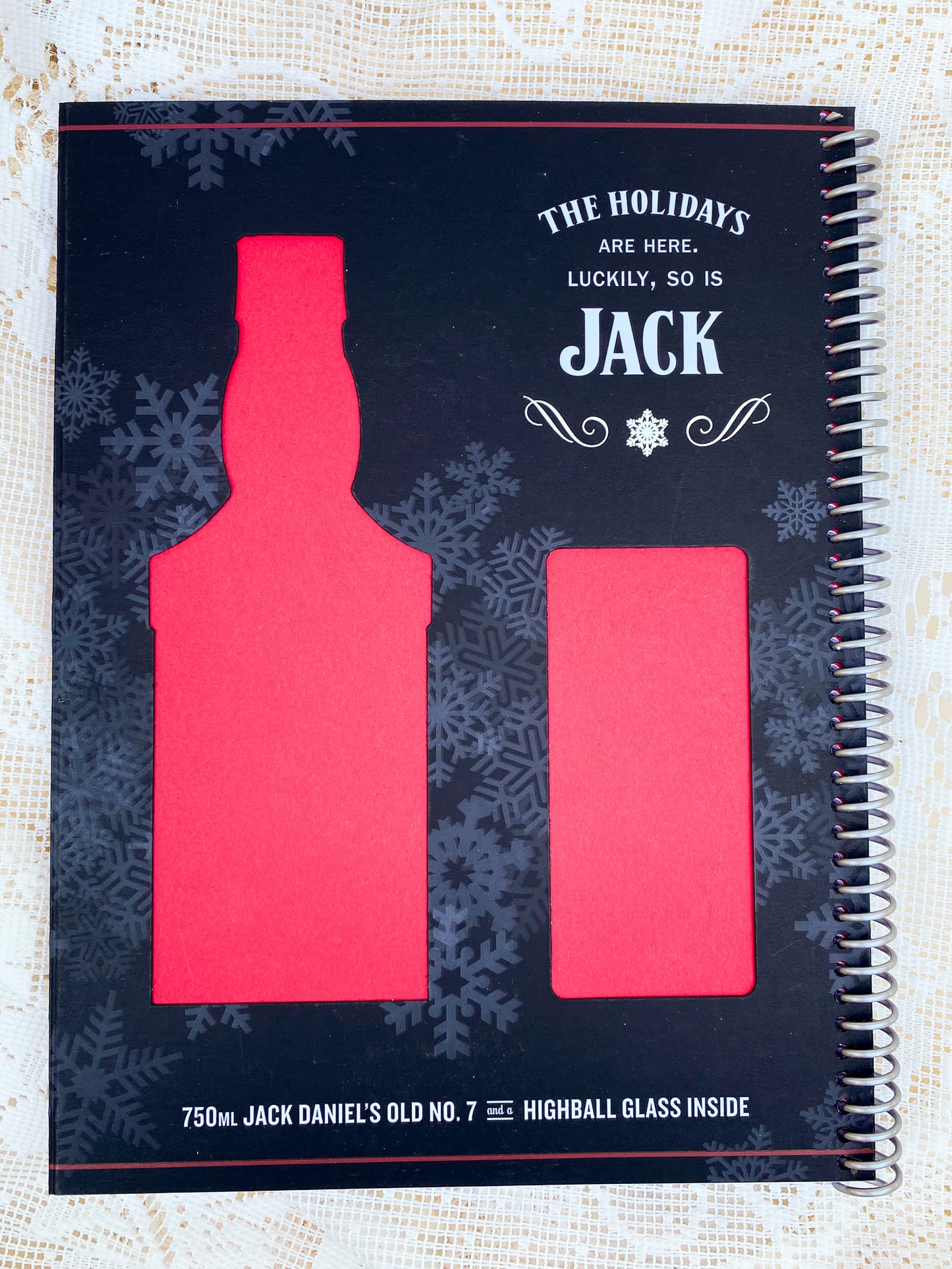 Jack Daniels Old No. 7 Holiday Edition Recycled Notebook w/ Silver Spiral