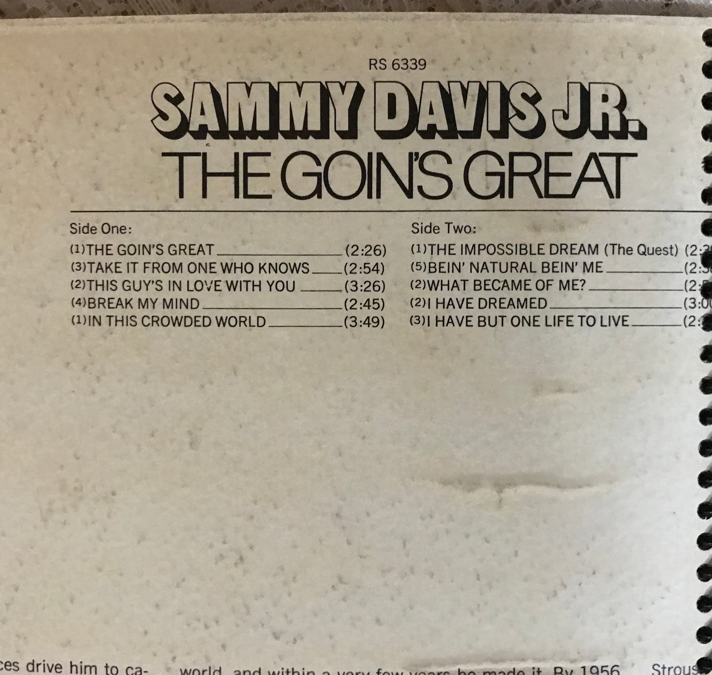 Sammy Davis Jr The Goin’s  Good Album Cover Notebook