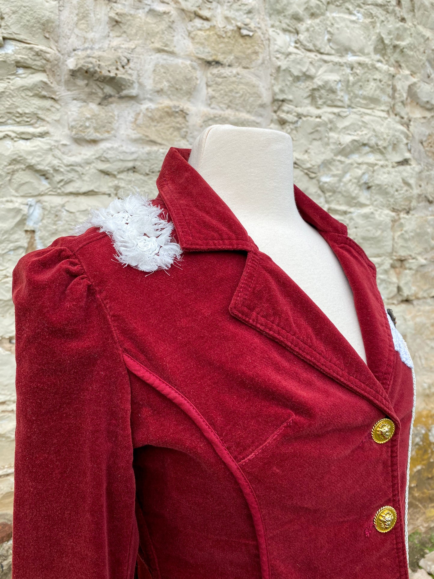 Burgundy Jacket with Fuzzy Yoke - Small