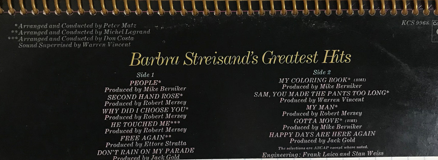 Barbra Streisand’s Greatest Hits Album Cover Notebook