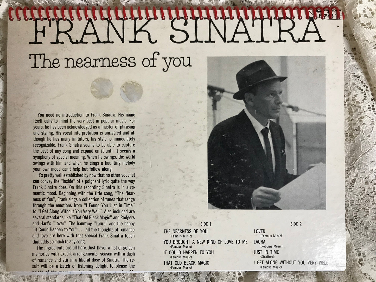 Frank Sinatra  The Nearness of You Album Cover Notebook