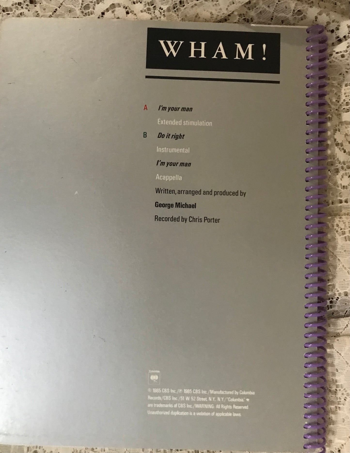 Wham I'm Your Man Album Cover Notebook