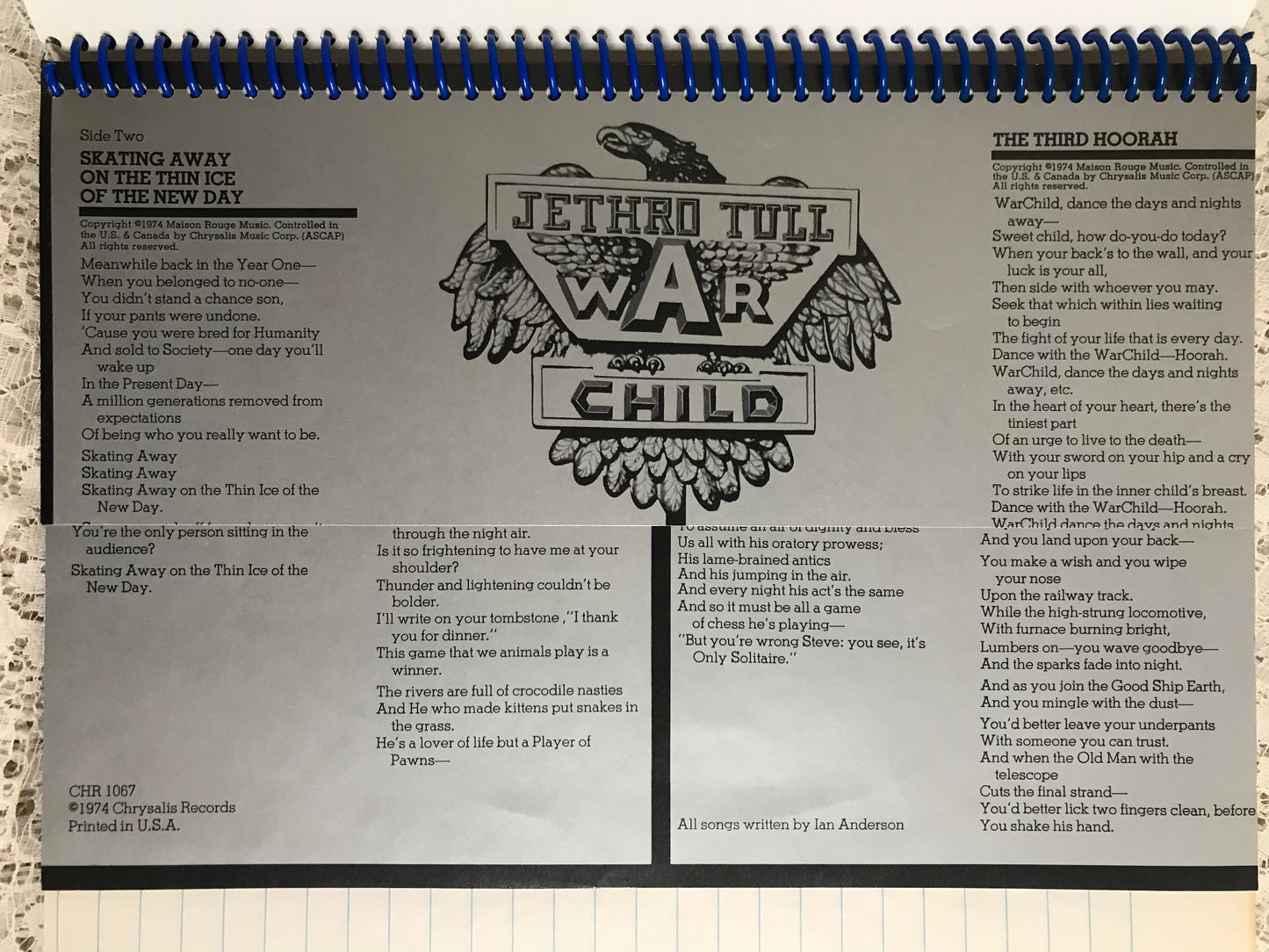 Jethro Tull War Child Album Cover Notebook