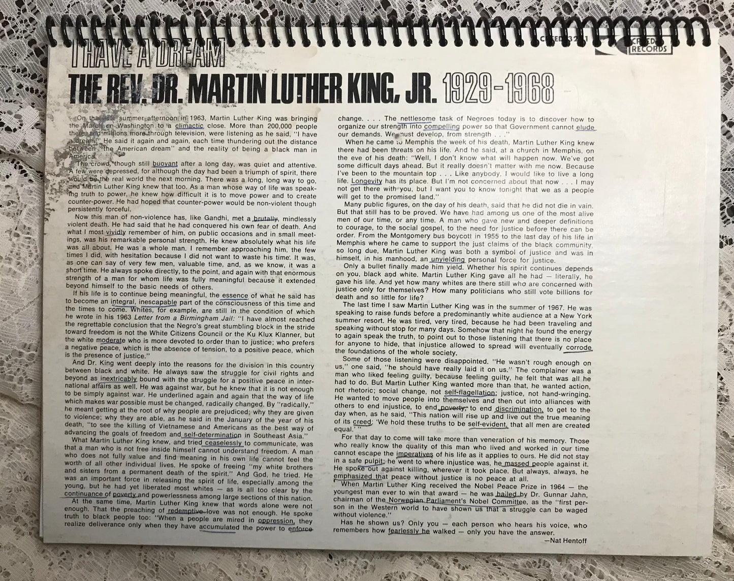 Dr. Martin Luther King I Have A Dream Album Cover Notebook