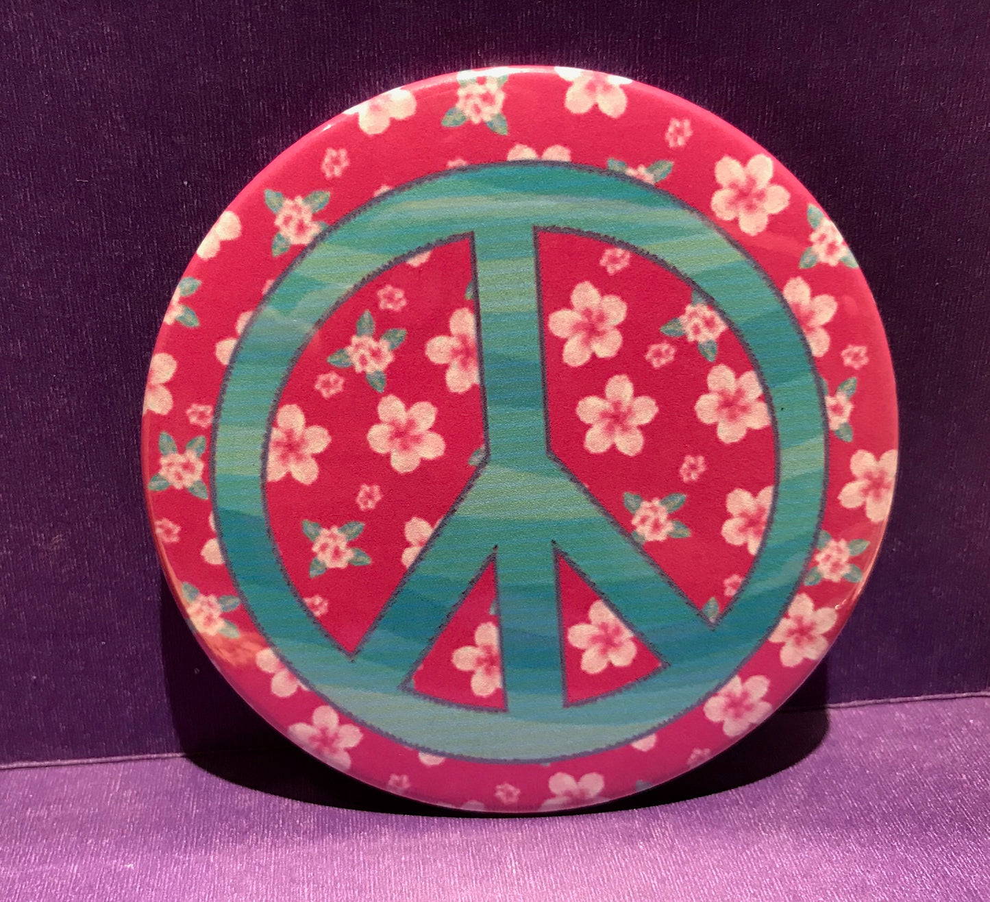 Pocket Mirror- Floral Peace Sign