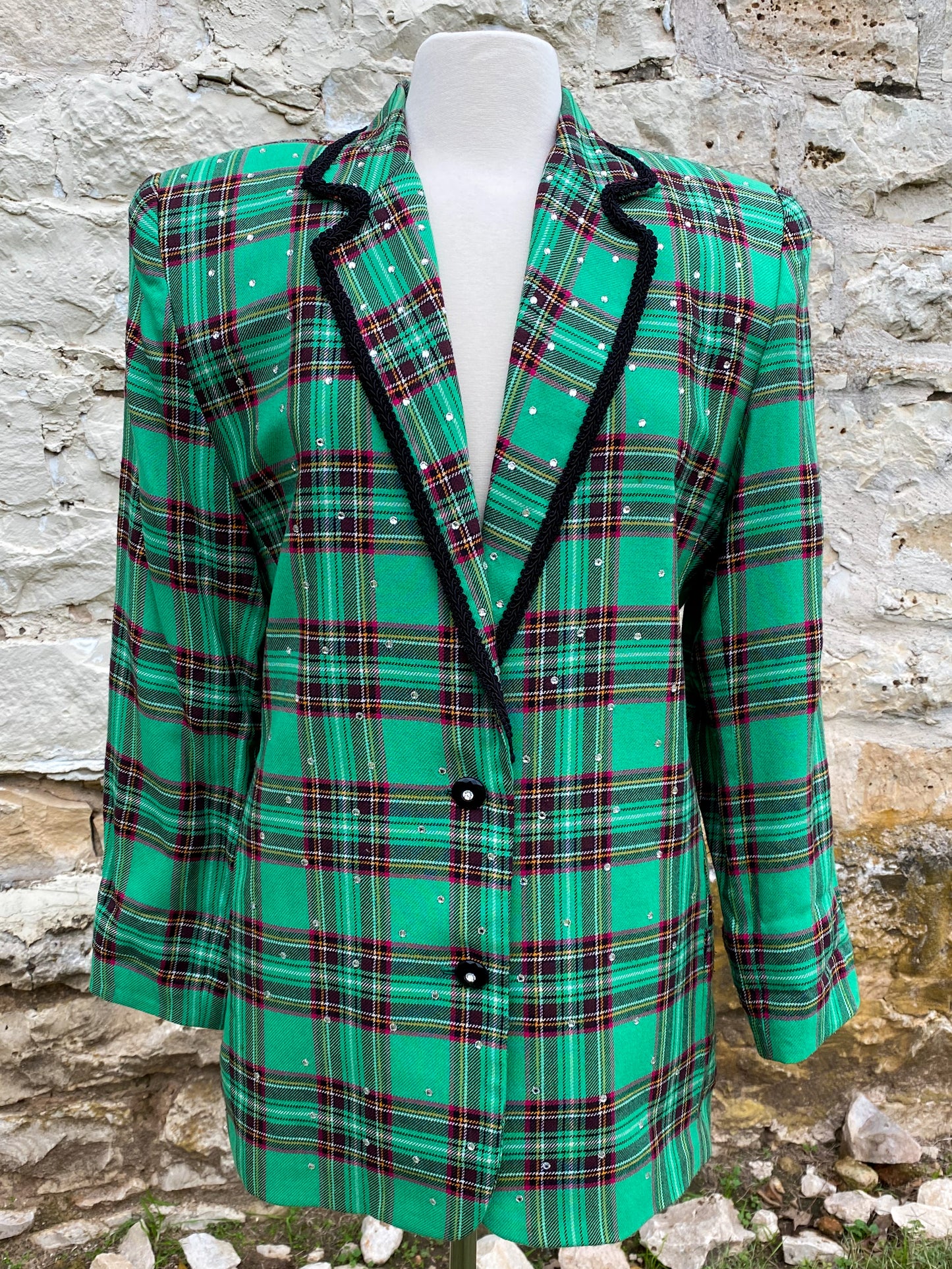 Green Plaid Jacket with Sparkles Large
