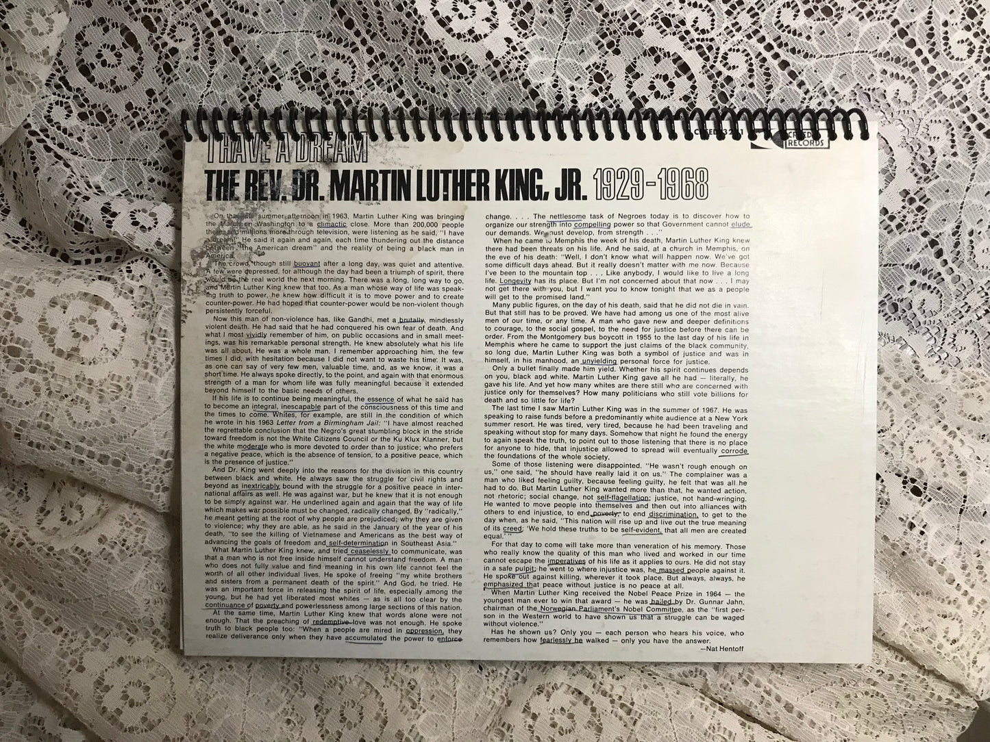 Dr. Martin Luther King I Have A Dream Album Cover Notebook