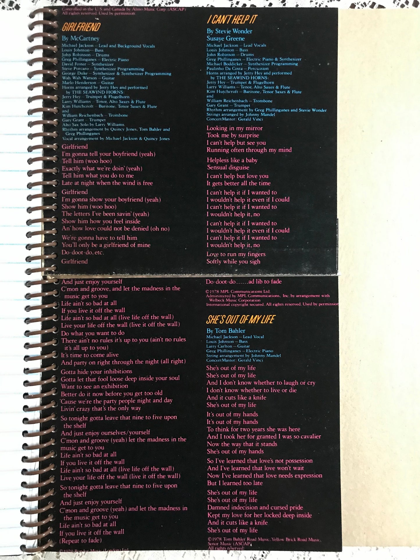Michael Jackson Off the Wall Album Cover Notebook