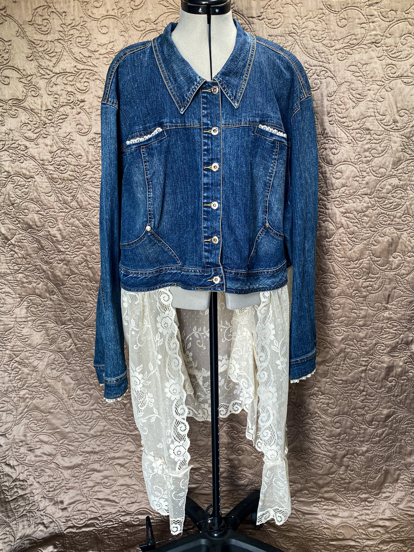 Denim Jacket with Lace Skirt Size 30 w