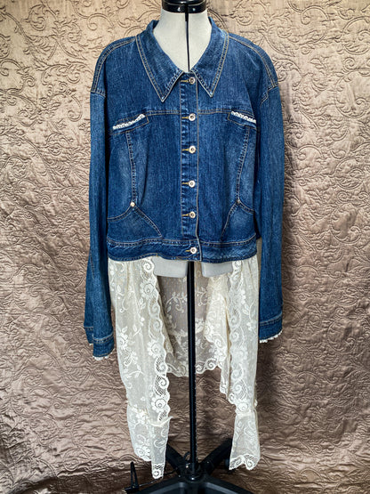 Denim Jacket with Lace Skirt Size 30 w