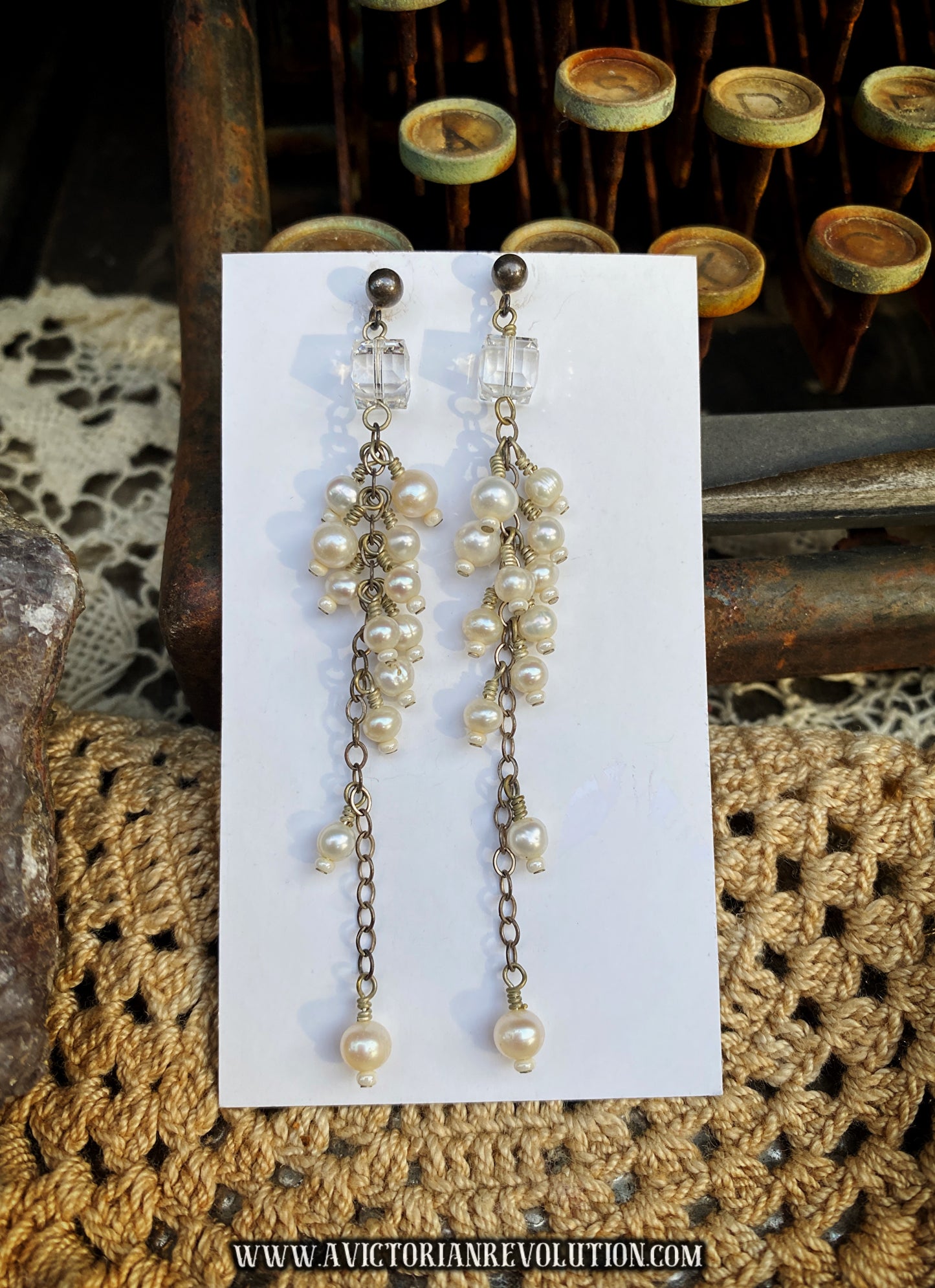 Vintage Style Faux Pearl Cluster Drop Dangle Earrings