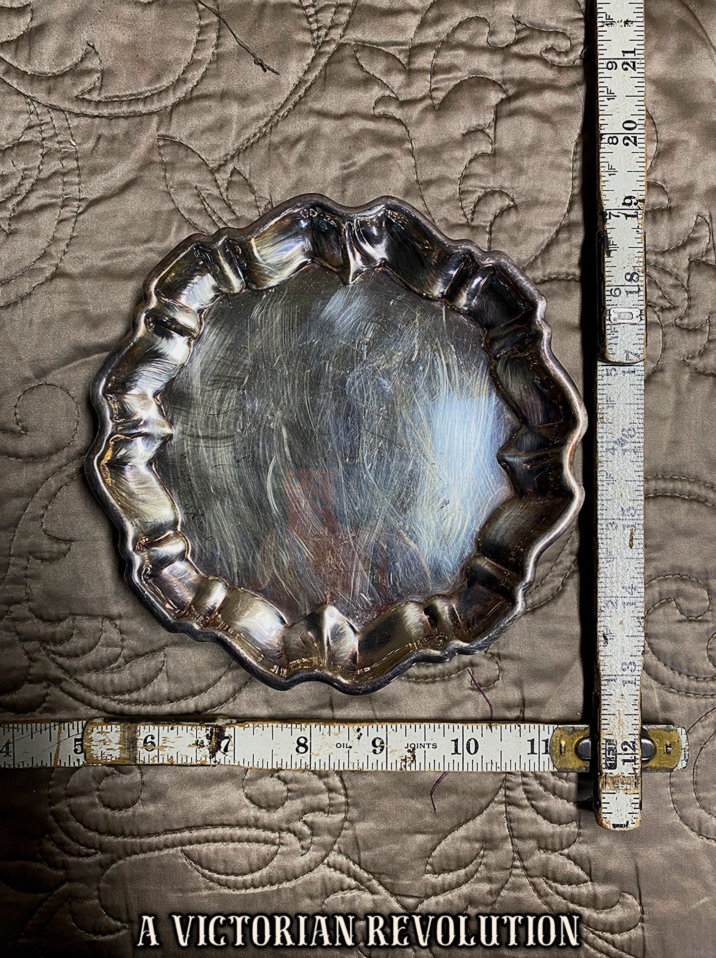 Victorian Revival Silver Plated Ruffled Trinket Dish - Cottagecore - Brocante Style