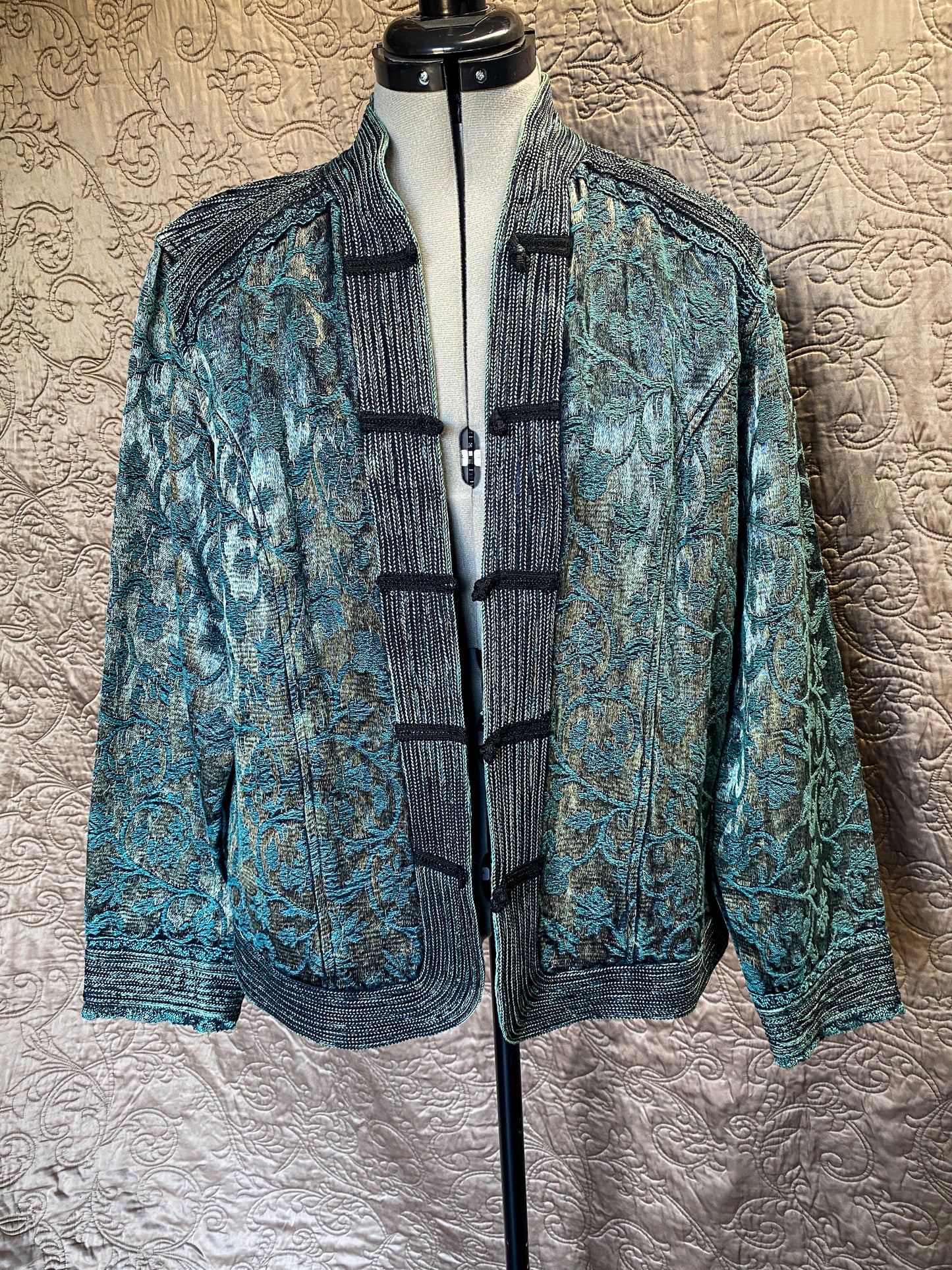 Teal green oriental style jacket - Coldwater Creek - Quirky, Elegant, Artsy, Festival - Large