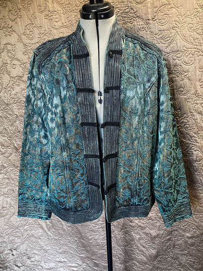 Teal green oriental style jacket - Coldwater Creek - Quirky, Elegant, Artsy, Festival - Large