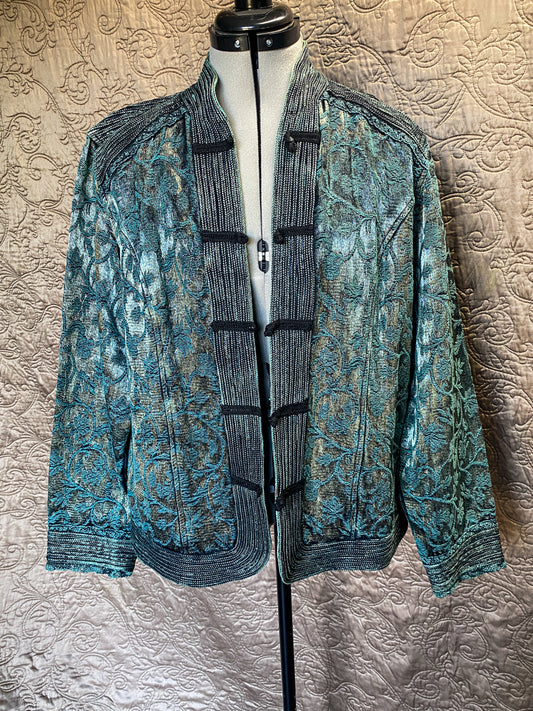 Teal green oriental style jacket - Coldwater Creek - Quirky, Elegant, Artsy, Festival - Large