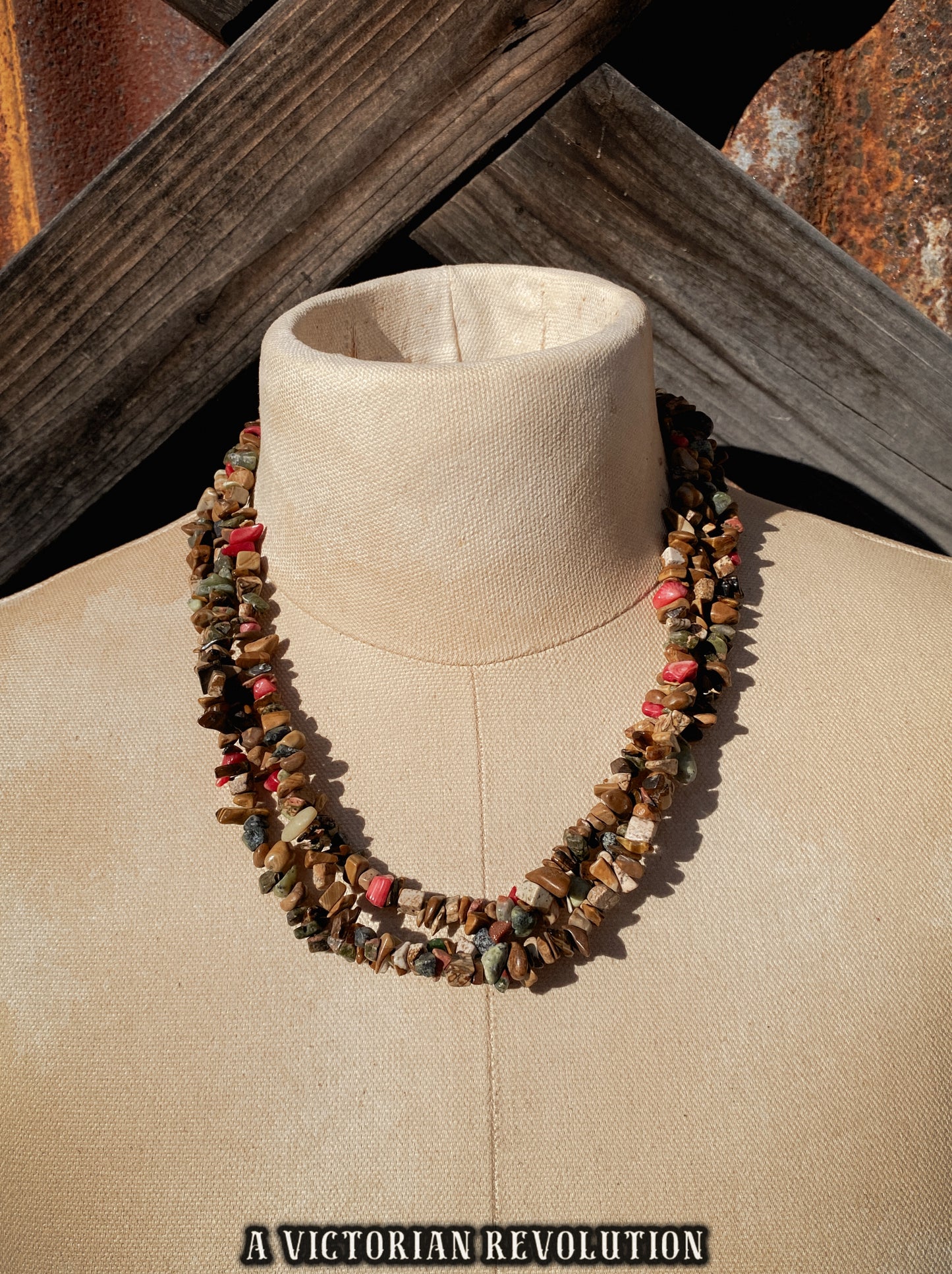 Multi-Strand Earthy Red Creek Jasper Necklace