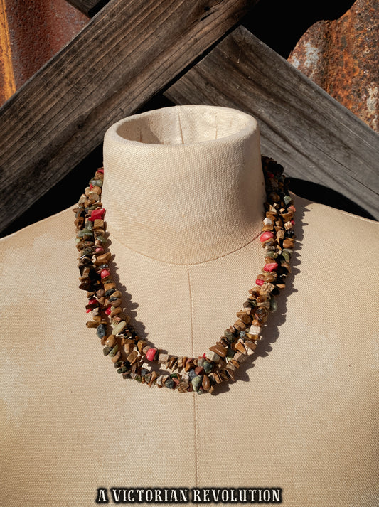 Multi-Strand Earthy Red Creek Jasper Necklace